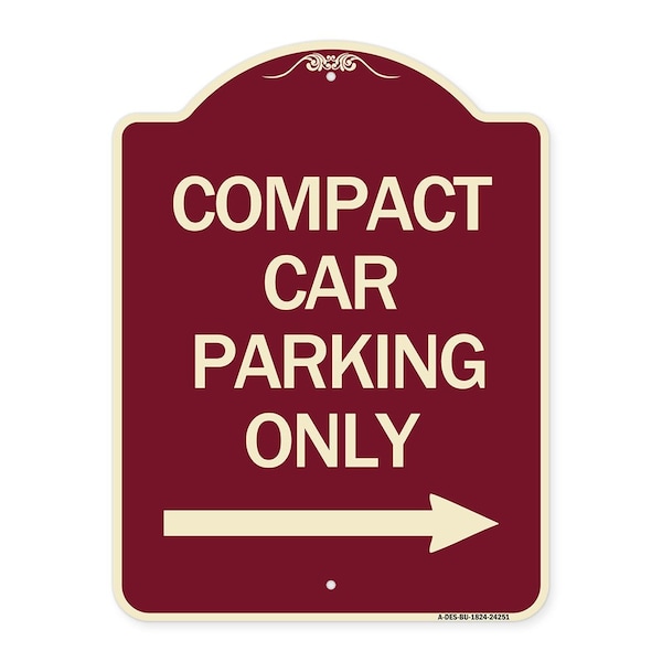 Signmission Compact Car Parking W/ Right Arrow Heavy-Gauge Aluminum Architectural Sign, 24" x 18", BU-1824-24251 A-DES-BU-1824-24251 - main